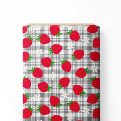 Plaid Strawberry Print Fabric