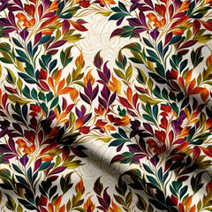 Vibrant Leave Print Fabric