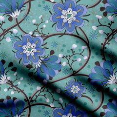 Bohemian Vines Blue Print Fabric