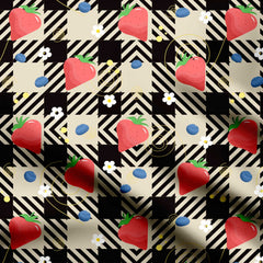 Plaid Strawberry 1 Print Fabric