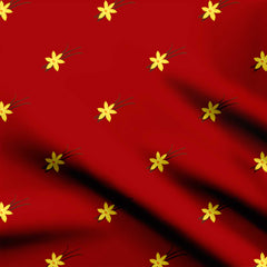 Maroon Stars Print Fabric