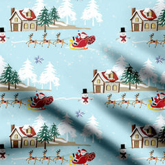 Santa's House Print Fabric