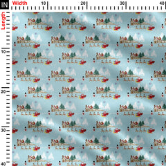 Santa's House Print Fabric