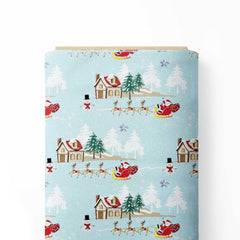 Santa's House Print Fabric