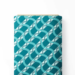 Geometric Teal Pattern Print Fabric