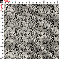 Foliage Leaves Cream And Black Print Fabric