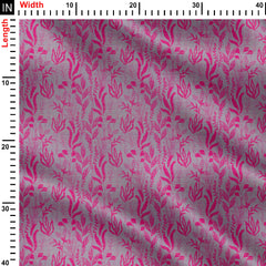 Foliage Leaves Blue And Pink Print Fabric