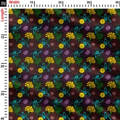 Colorful Retro Flower Print Fabric