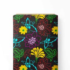 Colorful Retro Flower Print Fabric