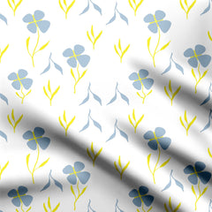 Grey and Yellow Florals Print Fabric