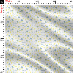 Grey and Yellow Florals Print Fabric