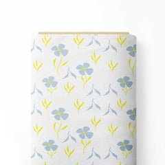 Grey and Yellow Florals Print Fabric