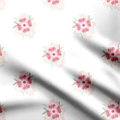 Blushing Blossom white Print Fabric