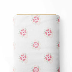 Blushing Blossom white Print Fabric