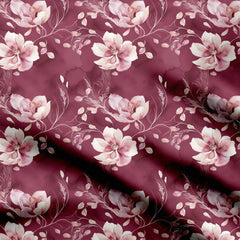 Translucent watercolor floral Print Fabric