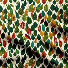 Leaves emerald green Print Fabric