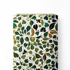 Green Leaves Print Fabric