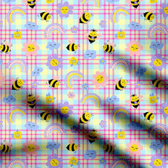 Plaid Bee Print Fabric