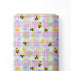 Plaid Bee Print Fabric