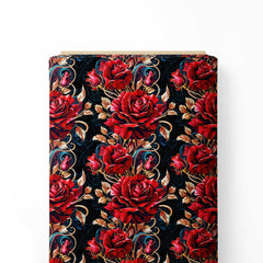 Dramatic painted rose Print Fabric