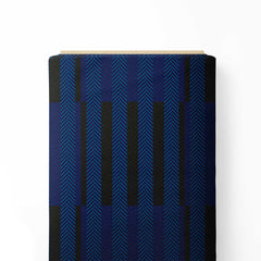 Abstract Navy Herringbone Stripe Print Fabric