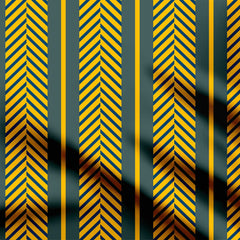 Yellow and grey Herringbone Stripe Print Fabric