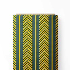 Yellow and grey Herringbone Stripe Print Fabric