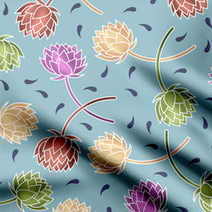 Retro Lotus Flower Print Fabric