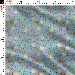 Retro Lotus Flower Print Fabric