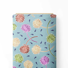 Retro Lotus Flower Print Fabric