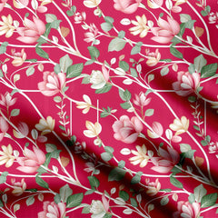 Cerise Blossom Print Fabric