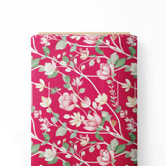 Cerise Blossom Print Fabric