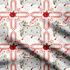 Pichwai pattern Print Fabric