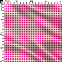 Hot Pink Gingham Checks Print Fabric