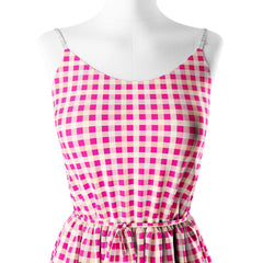 Hot Pink Gingham Checks Print Fabric