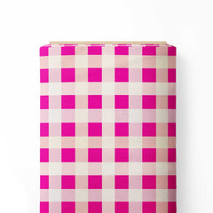 Hot Pink Gingham Checks Print Fabric