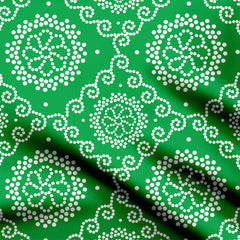 Green Geometric Flower Print Fabric