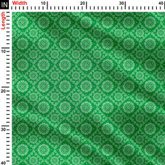 Green Geometric Flower Print Fabric