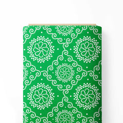 Green Geometric Flower Print Fabric