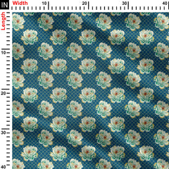 Azure Big Flower Print Fabric