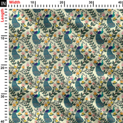 Magnificent Peacock floral Print Fabric