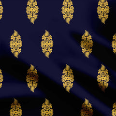 Golden ferns on navy Print Fabric