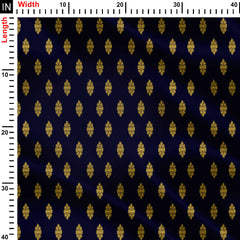 Golden ferns on navy Print Fabric