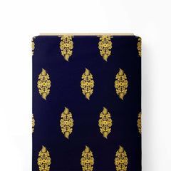 Golden ferns on navy Print Fabric