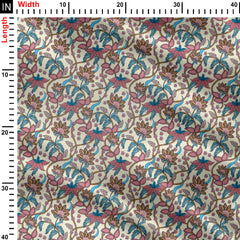 Indian floral Pink forest Print Fabric