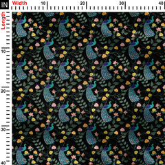 Beauty of Peacocks at night Print Fabric