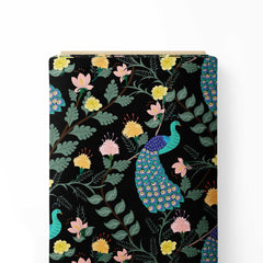 Beauty of Peacocks at night Print Fabric