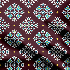 Brown White Navratan Print Fabric