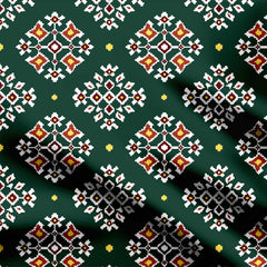 Green White Navratan Print Fabric