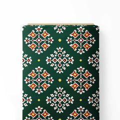 Green White Navratan Print Fabric